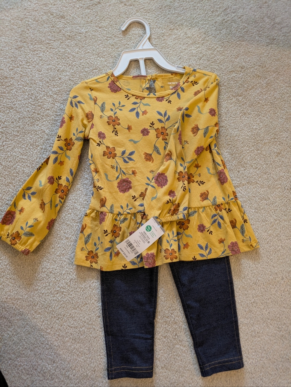 Carter's Girls 3T 2 Piece Floral Long Sleeve And Pants Set